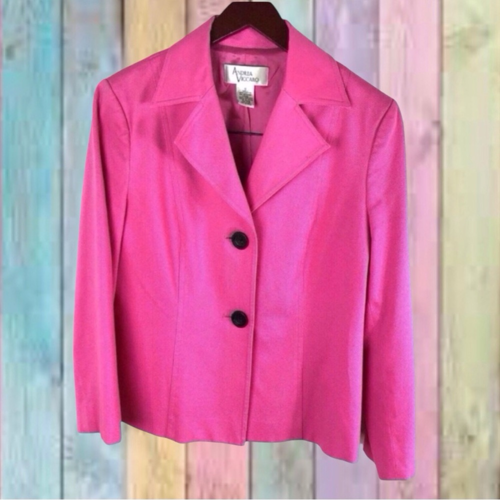 Andrea Viccaro Pink Solid Textured Blazer Jacket